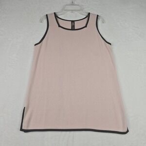 Marla Wynne Womens‎ Pink Knit Blouse Size Small Black Piping Sleeveless